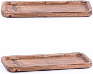 Marrakesch Orient & Mediterran Interior Dekotablett 2er Set Akazienholz Serviertablett Servierbrett Anea 28x11cm, Handarbeit