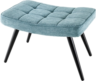 riess-ambiente Fußhocker SCANDINAVIA blau / schwarz - Strukturstoff, Metallbeine, Polsterung (Einzelartikel, 1 St), Wohnzimmer · Metall · Scandinavian Design · Ziersteppung