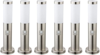 6x LED Wegelampe, Edelstahl, Bewegungsmelder, IP44, H 45cm
