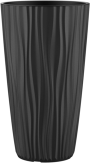 Engelland Blumentopf Pflanztopf mit herausnehmbarem Einsatz & Bewässerungssystem (1 St, robuster PP-Kunststoff), Wasserspeicher, Rillenoptik, hoch, rund, modern, UV-resistent