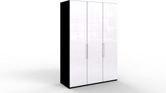 WIEMANN Loft Kleiderschrank, Schlafzimmerschrank, Gleittürenschrank, Drehtürenschrank, Glas weiß, schwarz, B/H/T 150 x 236 x 58 cm