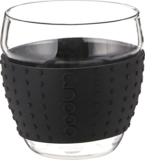 Bodum PAVINA 2-teiliges Gläser-Set (Rutschfester, farbiger Silikonring, 0,35 liters) schwarz