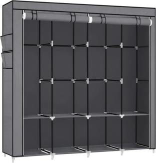 SONGMICS Stoffschrank, Kleiderschrank, 45 x 170 x 167 cm, 4 Hängefächer, mit Ablagen, 4 Seitentaschen, viel Platz, für Schlafzimmer, Wohnzimmer, grau RYGDE094G02