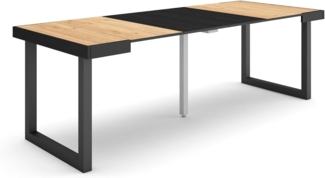 Skraut Home | Ausziehbarertisch | Multifunktionaler ausziehbarer | 220 | Für 10 Gäste | Massivholz Beine | Moderner Stil | Eiche Schwarz