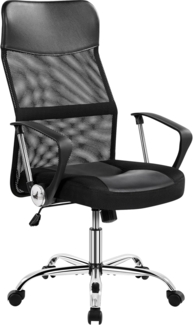 Yaheetech Bürostuhl ergonomischer Schreibtischstuhl mit hohe Rückenlehnen Drehstuhl höhenverstellbar mit gepolsterter Sitz bis 135 kg belastbar Netz