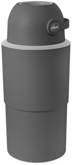 Chicco Windeleimer XL Geruchskontrolle, kompakte und platzsparende Windelentsorgung, fasst bis zu 45 Windeln, kein Nachfüllen nötig, normale Beutel verwenden, Grau