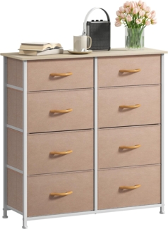 DWVO Kommode mit 8 Schubladen, langlebiger Stoff, Robustes Metallgestell, modern und funktional, ideal für Schlafzimmer, Wohnzimmer, Flur, Kinderzimmer, Khaki