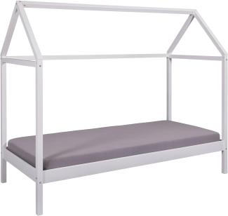 Kinderbett SUN ROAD 90 x 200 weiß Pfostenbett Himmelbett Kiefer massiv