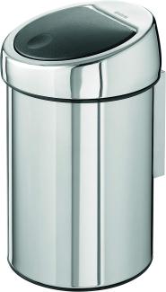 Brabantia Touch Bin, Mülleimer, Abfalleimer, Papierkorb mit Wandhalterung, Edelstahl, 3 Liter, 363962