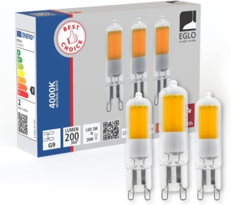 EGLO G9 Stiftsockel LED Lampe 3er-Set, Stiftsockellampe, 3 Steckbirnen, je 2 Watt (entspricht 25 Watt), Leuchtmittel neutralweiß, 4000 K, Glühbirne Pin Ø 1,5 cm