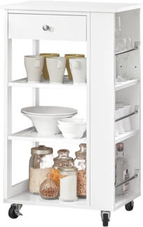 SoBuy Küchenwagen FKW12-II, Servierwagen Rollwagen mit Schublade Beistellwagen Weiß