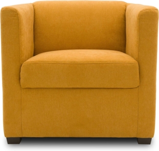 Domo Collection Bob Sessel, retro Sessel mit Armlehnen und Federkern, 73 x 75 x 69 cm, kleiner Polstersessel Cocktail Loungesessel in Mikrofaser mango gelb