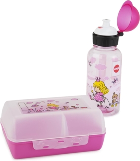 emsa Kinder Trinkflasche & Lunchbox Flasche: 0,4 l, Brotdose: 7,0 x 18,0 cm transparent, rosa