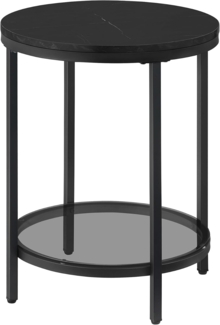 Vasagle Beistelltisch, Nachttisch mit 2 Ebenen, Holzspanplatte, Hartglas, modern, Marmorschwarz-Tintenschwarz von Songmics