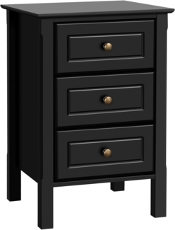 Yaheetech Nachttisch Nachtschrank Boxspringbett, Nachtkonsole Nachtkommode mit 3 Schubladen, Beistelltisch Sofatisch für Schlafzimmer und Wohnzimmer, LBH ca. 40 x 40 x 60 cm, Schwarz