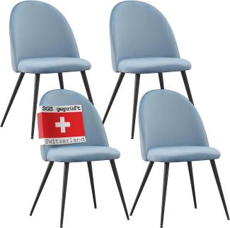 Albatros Esszimmerstühle CAPO Samt 4-er SET, Blau