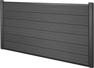 WPC-Sichtschutz Sarthe, Windschutz Zaun, Alu-Pfosten ~ Basiselement niedrig, 1,90m anthrazit