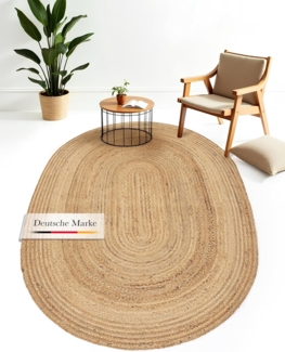 carpetfine Teppich Nele Juteteppich Naturfaser, rund, Höhe: 6 mm, geflochtener Wendeteppich aus 100%Jute, in rund und oval, viele Größen
