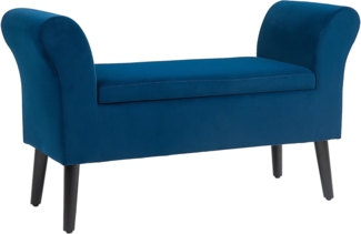 HOMCOM Sitzbank mit Stauraum, Armlehnen, Sitzhöhe 46cm (Truhenbank, 1-St, Polsterbank), für Flur Schlafzimmer samtartiges Polyester 111,5 x 41 x 65 cm Blau