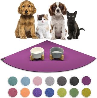 SanoZoo® - Napfunterlage, Öko-TEX - Made in Germany - rutschfeste Futtermatte für Hunde & Katzen, Eckrund 60x60 cm Pflaume