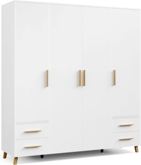 rauch Drehtürenschrank Kleiderschrank Schrank Garderobe Wäscheschrank SHINJO (in 3 verschiedenen Ausstattungen BASIC/CLASSIC/PREMIUM) Griffe und Füße aus Massivholz mit 2 Schubladen MADE IN GERMANY