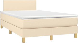 vidaXL Boxspringbett mit Matratze Stoff Creme 120 x 200 cm, Härtegrad: H2 [3140446]