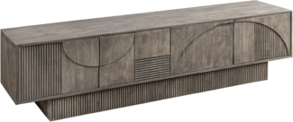 riess-ambiente Lowboard ART DECO 200cm grau smoked (Einzelartikel, 1 St), Massivholz · TV-Schrank · 6 Fächer · 3D-Front · Wohnzimmer · Design