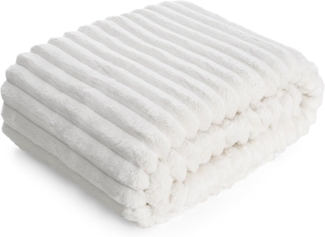 Wohndecke SOFT Design91 Streifen Steppung Gestreifte Decke Gesteppte Sofadecke 150x200 cm weiß