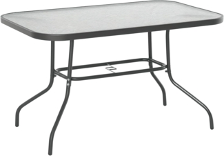 Outsunny Gartentisch Garten Beistelltisch Gartenmöbel mit Glasplatte Schirmloch