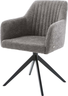 Esszimmerstuhl Greg-Flex Bouclé Grau Kreuzgestell breit Schwarz Taschenfederkern
