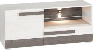 Lowboard "Blanco" TV-Unterschrank 128cm Pinie weiß grau MDF