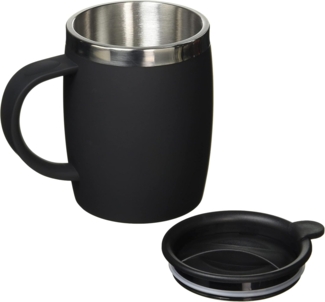 ThermoCafé Thermobecher aus Kunststoff und Edelstahl, 450 ml, Soft Touch Black, 14. 0x9. 0x12. 0 cm