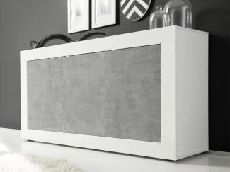 Sideboard 'BASIC', weiß Hochglanz lack Beton, 210 cm