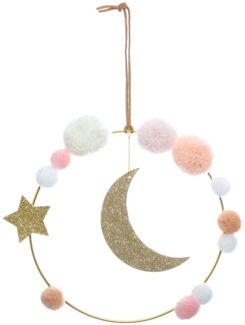 Hängende Dekoration für Kinder LUNE + POMPONS, pastellfarben, 29x18 cm, Atmosphera for kids