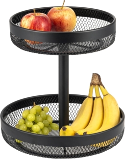 eluno Obstschale 2-stöckige Obstetagere, Obstkorb aus schwarzem Metall