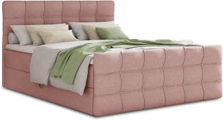 Boxspringbett Best Lux mit Fußteil, 2 Bettkästen, Bonell-Matratze und Topper, Polsterbett (Pink (Inari 52), 180 x 200 cm)