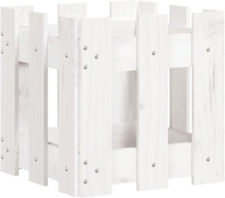 vidaXL Pflanzkübel Lattenzaun-Design Weiß 30x30x30 cm Kiefernholz 832443