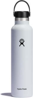 Hydro Flask - Water Bottle 709 ml (24 oz) - Vacuum Insulated Stainless Steel Water Bottle with Leak Proof Flex Cap and Powder Coat - Standard Mouth - White