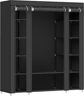 'LSF03H' Stoffschrank XXL mit Kleiderstange, schwarz, 175 x 150 x 45 cm