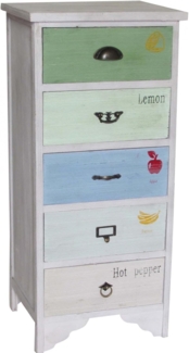 Biscottini Kleine Kommode 44 x 36 x 96 cm | Badezimmerschrank aus Massivholz | Nachttisch Holz