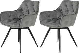 2er Set Stuhl Florentina - Samtvelour Vintage Grau