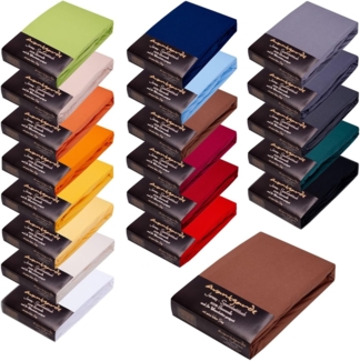 AVANTGARDE Premium Spannbetttuch - 180x200 cm - 200x220 cm - 40cm Steg - auch für Boxspringbett & Wasserbett - ca. 170g/m² - Spannbettlaken 100% Jersey Baumwolle, Oeko-TEX (11 Braun)