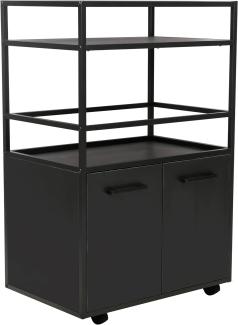 trendteam smart living - Barwagen Barmöbel auf Rollen - Wohnzimmer - Mosaik - Aufbaumaße (BxHxT) 60 x 94 x 40 cm - Farbe Schwarz - 231155032