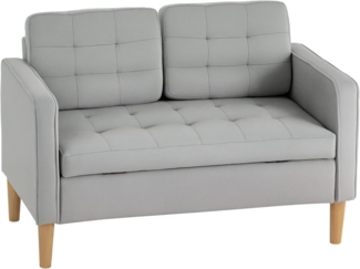 HOMCOM 2-Sitzer Couch mit Stauraum, Holzbeine, Polstersofa 1 Teile, für Wohnzimmer, Hellgrau