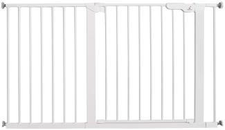 BabyDan Premier, extra breites Treppenschutzgitter mit Druckbefestigung, deckt Öffnungen zwischen 126-132,2 cm ab, Babygitter/Sicherheitsgitter, Metall, weiß, Made in Denmark -