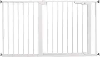 BabyDan Premier, extra breites Treppenschutzgitter mit Druckbefestigung, deckt Öffnungen zwischen 126-132,2 cm ab, Babygitter/Sicherheitsgitter, Metall, weiß, Made in Denmark -