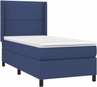 vidaXL Boxspringbett mit Matratze Blau 90x200 cm Stoff 3131327