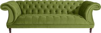 Ivette Sofa 3-Sitzer Samtvelours Olive Buche Nussbaumfarben