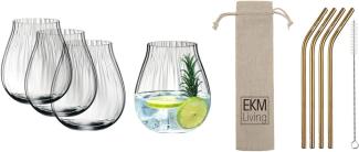 Riedel O 5515/67 Gin Tonic Optical Gläser Set 4 Stück + Gratis 4er Set EKM Living Edelstahl Strohhalme Kupfer gebogen