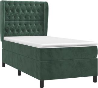 vidaXL Boxspringbett mit Matratze Dunkelgrün 90x190 cm Samt